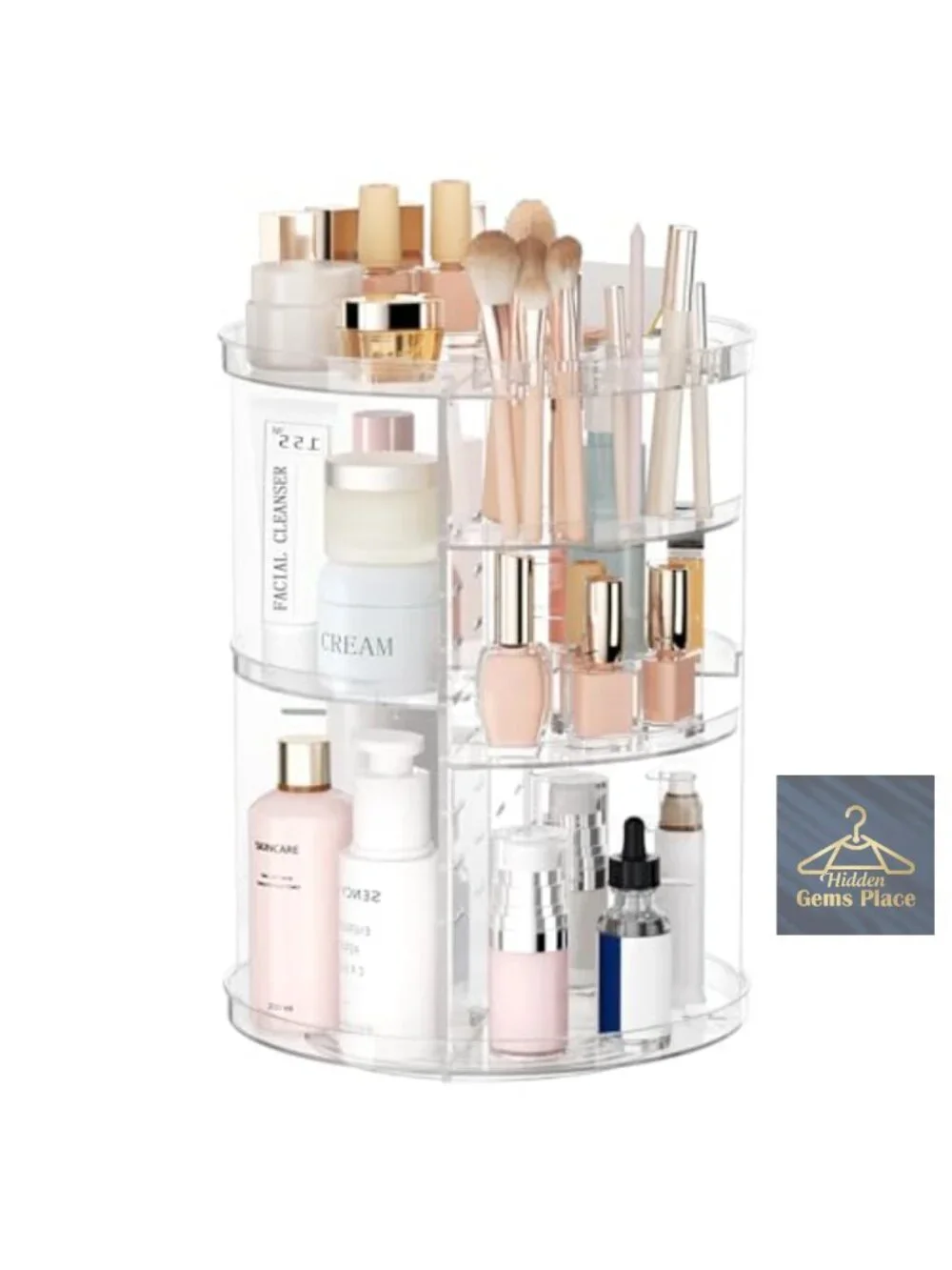 Rotating Makeup Organizer, 8 Adjustable Layers Spinning Cosmetic Storage with
